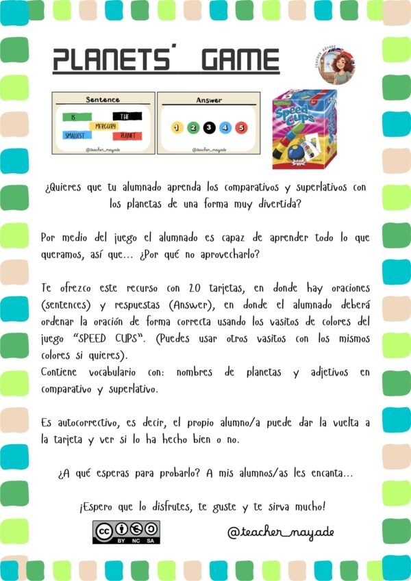 Planets´ game - Comparatives & Superlatives-