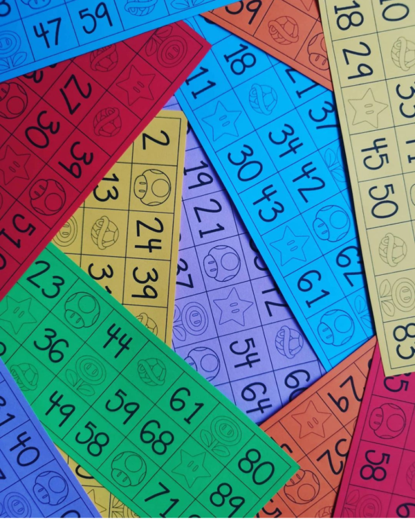 Cartones de bingo Mario