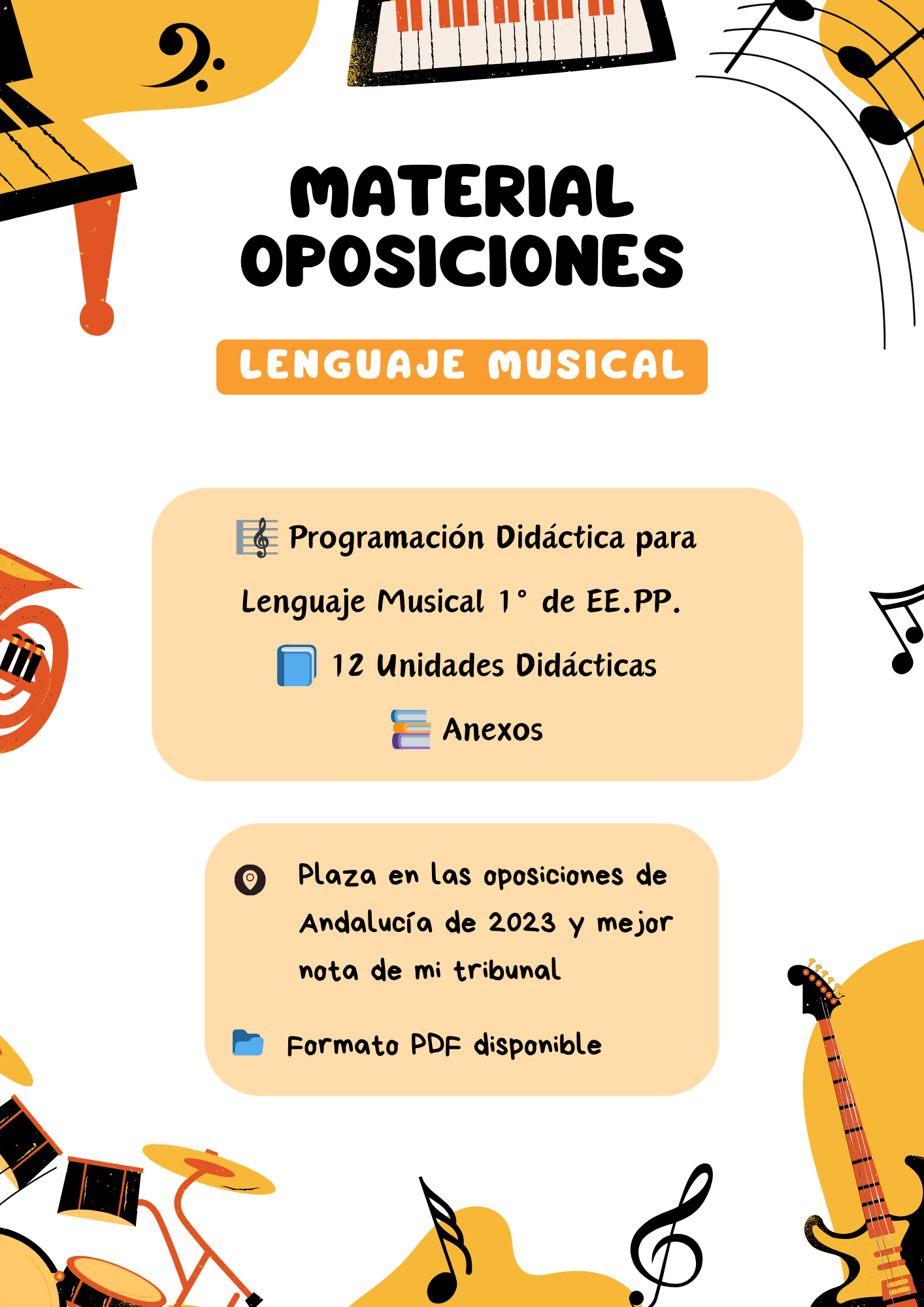 Pack Oposiciones Lenguaje Musical: Programación, 12 unidades didácticas y anexos
