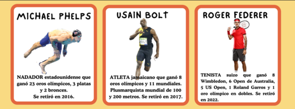 30 cartas deportistas rEFerentes masculinos y femeninos.