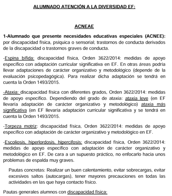 Medidas ATENCIÓN A LA DIVERSIDAD para alumnos en EF. Hasta 27 tipos de alumnos y qué hacer en tus clases de Primaria.