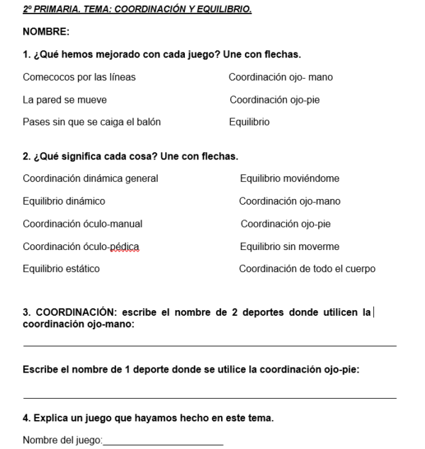 20 fichas editables sobre diferentes contenidos de EF. 1º a 4º Primaria. Editables a tu contexto, nivel y contenido.