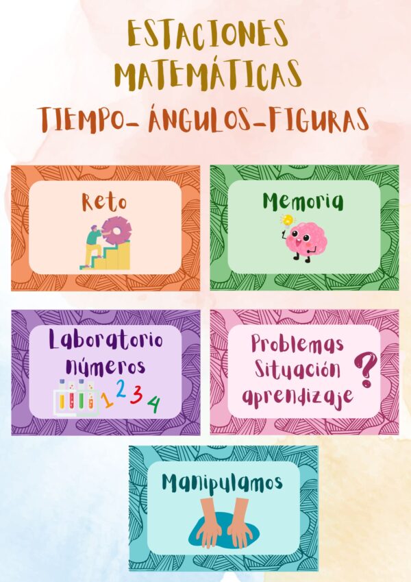 ESTACIONES APRENDIZAJE ÁNGULOS, TIEMPO, FIGURAS