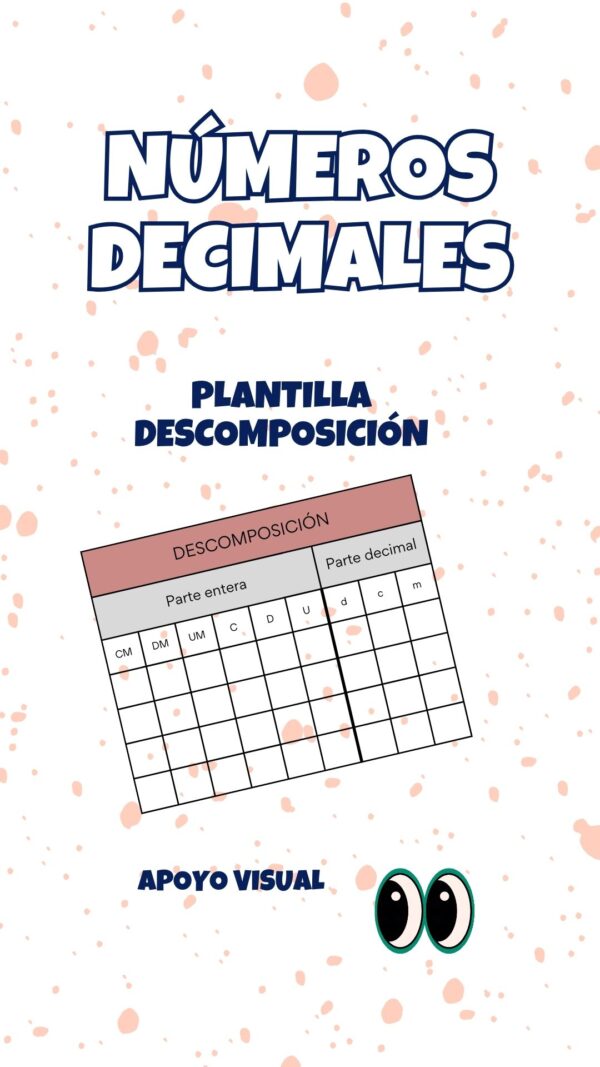 PLANTILLA DESCOMPOSICIÓN NÚMEROS DECIMALES