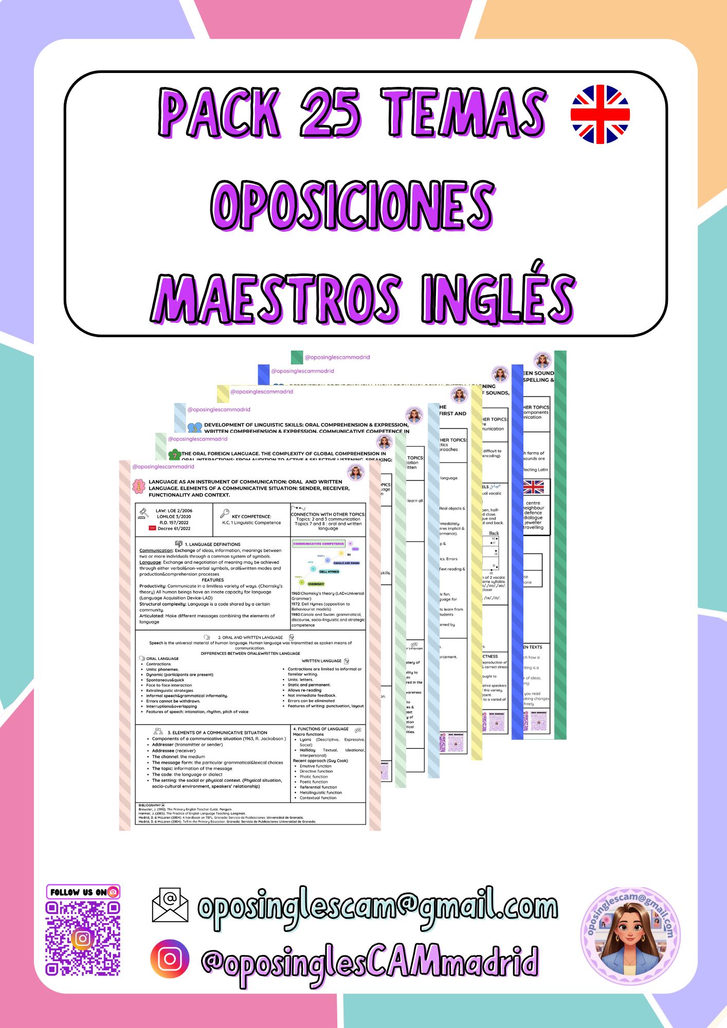 🌟 SUPER PACK 🌟 Topics 1-25 oposiciones inglés maestros