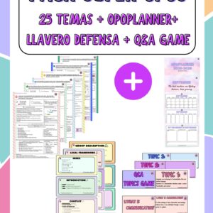 🎯 SUPER OPOS INGLÉS 🎯 (PACK SUMMARIES+JUEGO Q&A TEMAS+ LLAVERO+OPOPLANNER) (Maestros inglés)