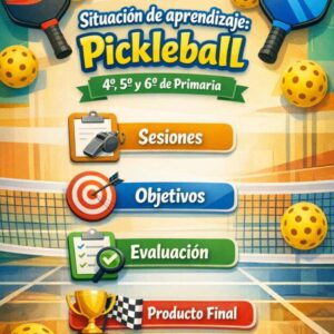 Situación de aprendizaje PICKLEBALL en 4º, 5º y 6º Primaria: incluye sesiones con juegos, objetivos, evaluación y producto final.
