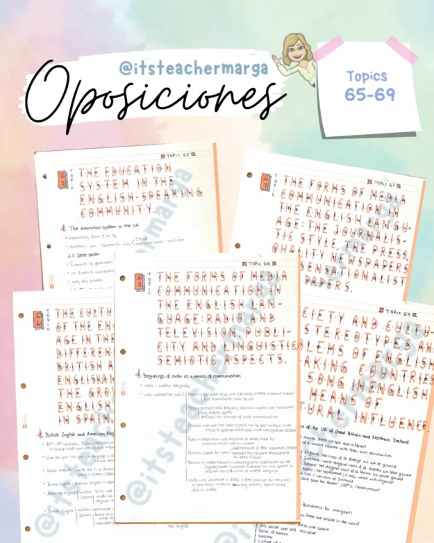 Oposiciones secundaria inglés: Topics 65-69