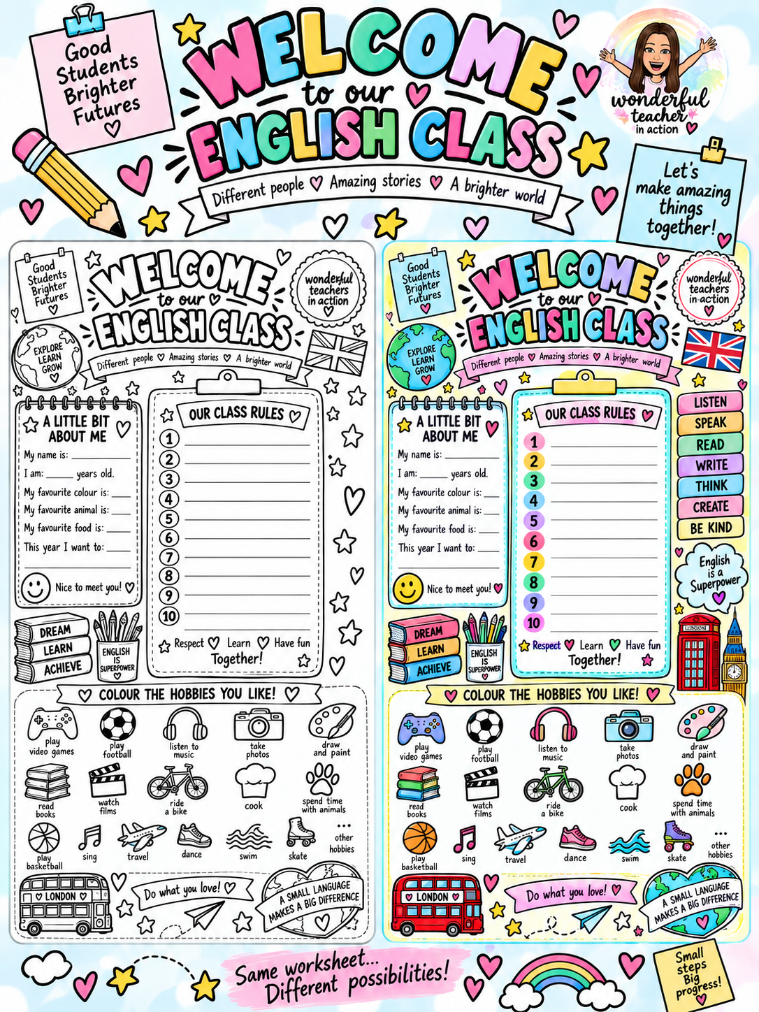 English welcome sheet