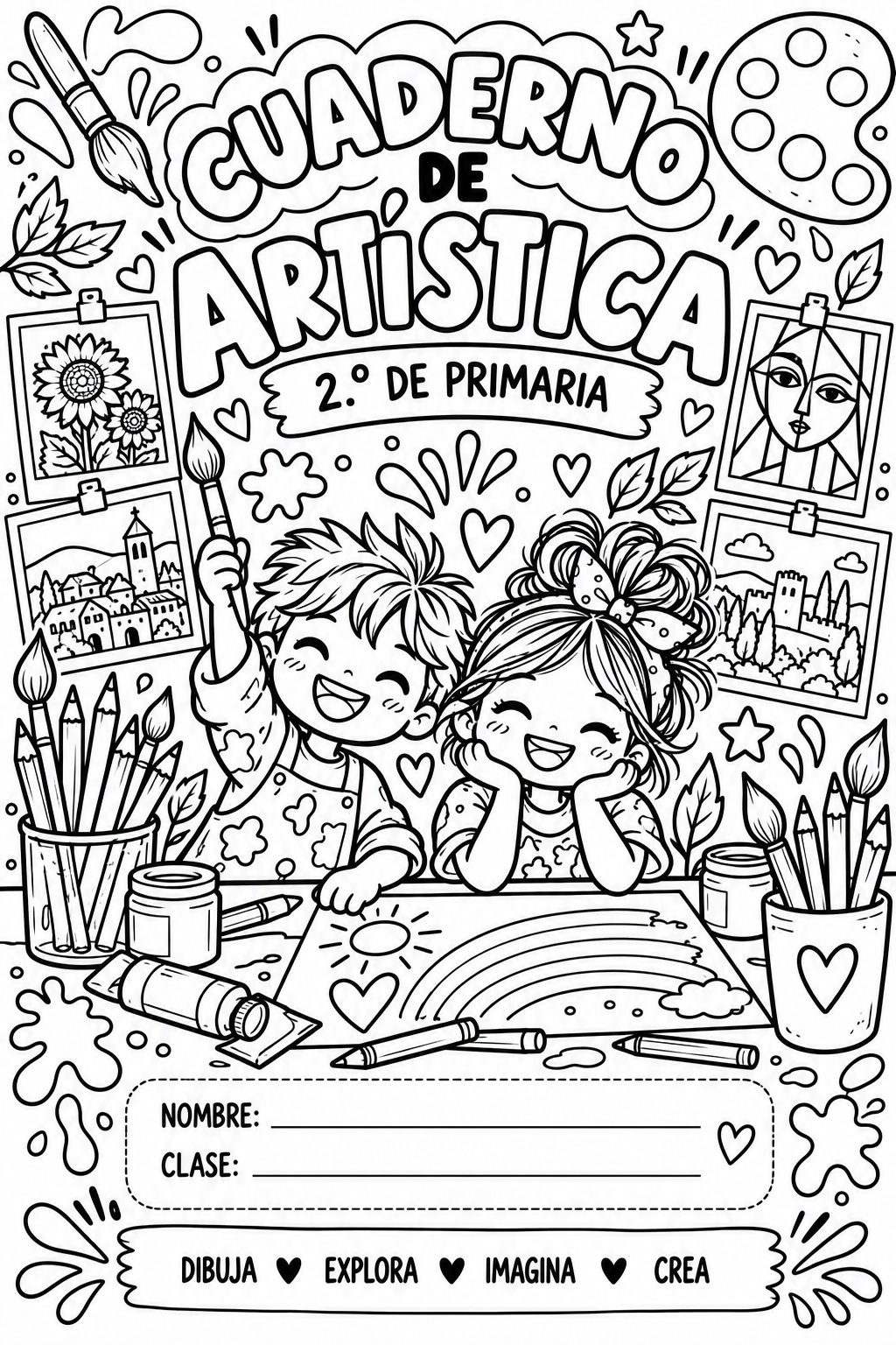 Artbook en blanco y negro 🎨✨ ¡NUEVO CUADERNO DE ARTÍSTICA PARA 2.º DE PRIMARIA! ✨🎨